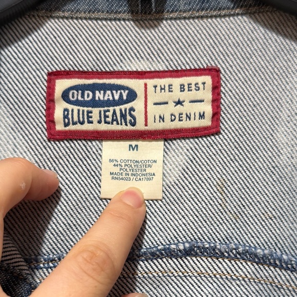 VTG Y2K Old Navy Denim Jacket DIY Design Sz M Medium Womens Hippie Casual Unique - Picture 2 of 11